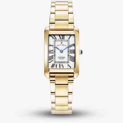 Jacques du Manoir Ladies Emily White Dial Gold Tone Bracelet Watch JWL05802