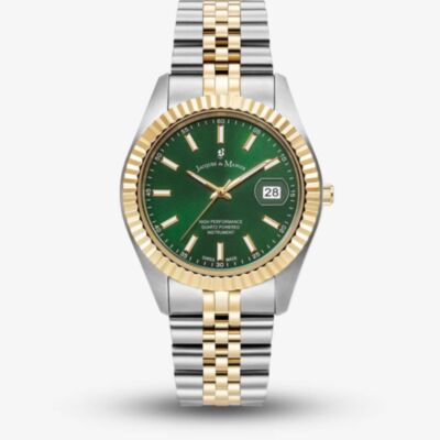 Jacques du Manoir Mens Inspiration Business Green Dial Two Tone Bracelet Watch JWN01703