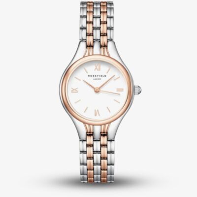 ROSEFIELD Ladies Muse White Dial Two Tone Rose Gold Bracelet Watch MUWDSD-MU04