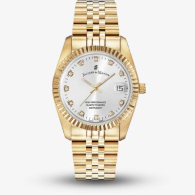 Jacques du Manoir Ladies Inspiration Elegance Silver Dial Gold Tone Bracelet Watch NRO.11