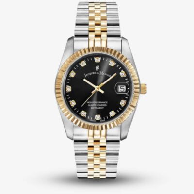 Jacques du Manoir Ladies Inspiration Elegance Black Dial Two Tone Bracelet Watch NRO.19