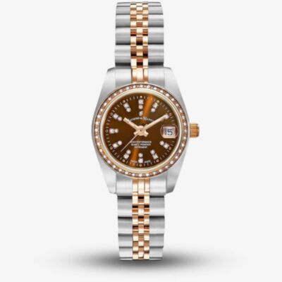 Jacques du Manoir Ladies Inspiration Elegance 26mm Brown Dial Two Tone Bracelet Watch NROP.26