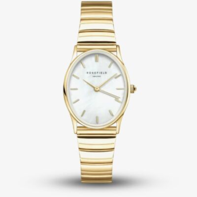 ROSEFIELD Ladies Oval White Mother of Pearl Golden Bracelet Watch OVWGSG-OV16