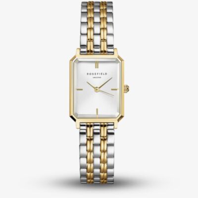 ROSEFIELD Ladies Octagon XS Silver Dial Two Tone Bracelet Watch OWDSG-O62