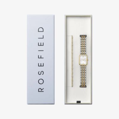 ROSEFIELD Ladies Octagon XS White Dial Two Tone Bracelet Watch & Multi Crystal Bracelet Gift Set OWDSG-X279