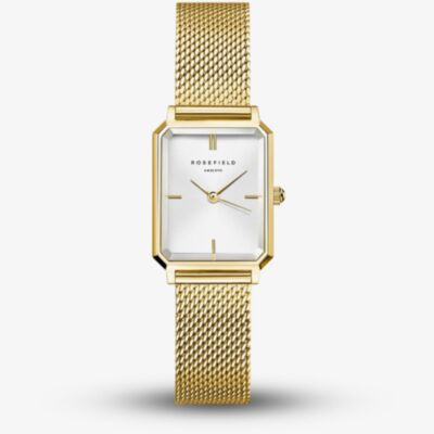 ROSEFIELD Ladies Octagon XS Silver Dial Golden Mesh Bracelet Watch OWGMG-O73