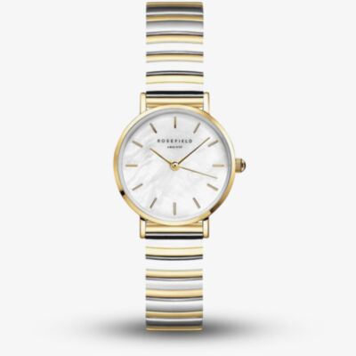 ROSEFIELD Ladies Small Edit White Mother of Pearl Two Tone Bracelet Watch SEWDSG-SE03