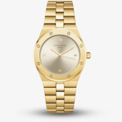 ROSEFIELD Ladies Rose Champagne Dial Golden Bracelet Watch SPCGSG-SP01