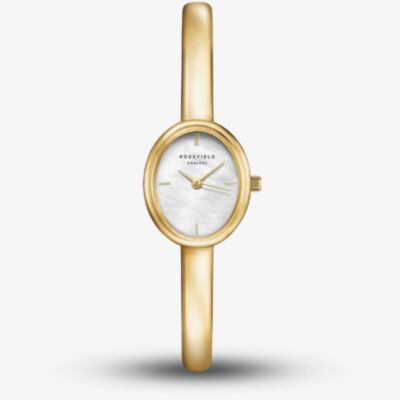 ROSEFIELD Ladies Studio Bangle White Mother of Pearl Dial Golden Bangle Bracelet Watch STWGSG-ST05