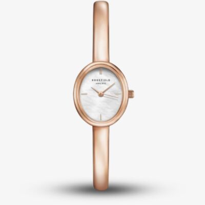 ROSEFIELD Ladies Studio Bangle S White Mother of Pearl Dial Rose Gold Bangle Bracelet Watch STWRSR-ST08