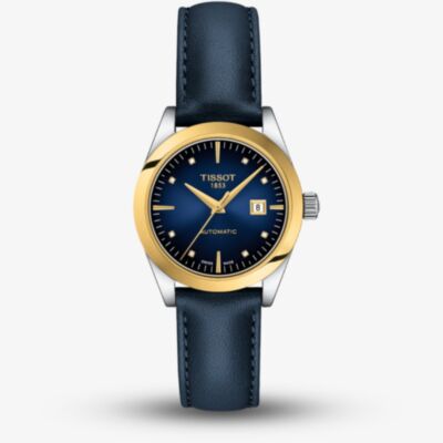 Tissot Ladies T-My Lady Gold Blue Leather Strap Watch T930.007.46.046.00