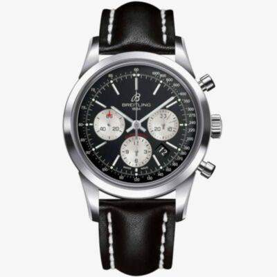 Pre-Owned Breitling Transocean Automatic Leather Strap Watch 4801013