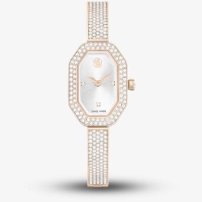 Swarovski Dextera Gold Tone Plated Champagne Crystal Bangle Watch 5672987