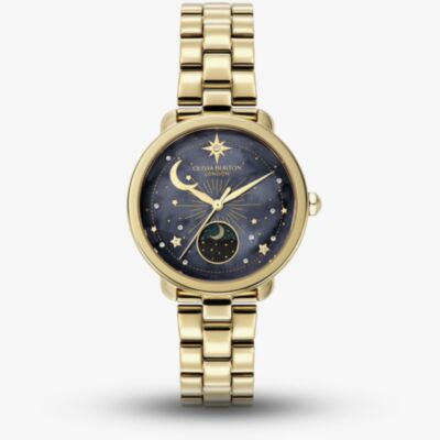 Olivia Burton Moonphase Gold Tone Decorative Dial Watch 24000298