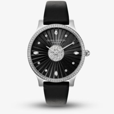 Olivia Burton Beaulieu Black Dial Crystal Set Watch 24000301