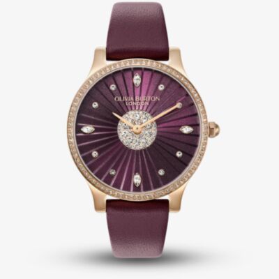Olivia Burton Beaulieu Cherry Dial Crystal Set Watch 24000303