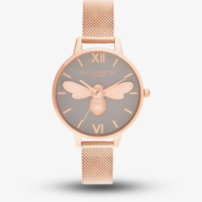 Olivia Burton Ladies Lucky Bee Rose Gold Tone Watch OB16FB10