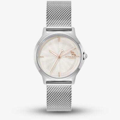 Olivia Burton Ladies Classic Bee Silver Mesh Bracelet Watch 24000340