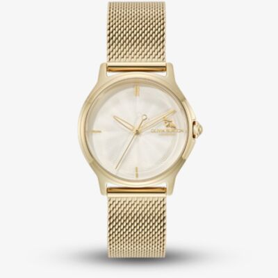 Olivia Burton Ladies Classic Bee Gold Plated Mesh Bracelet Watch 24000341
