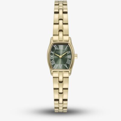 Olivia Burton Ladies Cambridge Green Dial Gold Plated Stainless Steel Bracelet Watch 24000390