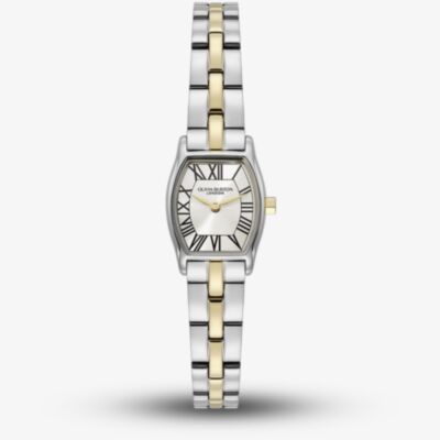 Olivia Burton Ladies Cambridge Silver Dial Two Tone Bracelet Watch 24000391