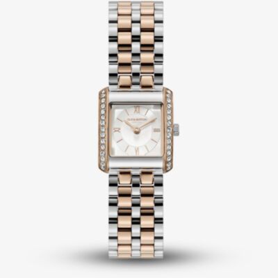 Olivia Burton Ladies Berkley Silver Dial Square Two Tone Bracelet Watch S/S 24000384