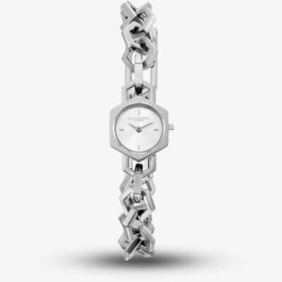 Olivia Burton Ladies Hex Link Mini Silver Hexagon Dial Bracelet Watch 24000393