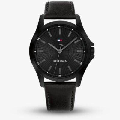 Tommy Hilfiger Mens Bruce Black Leather Strap Watch 1792190