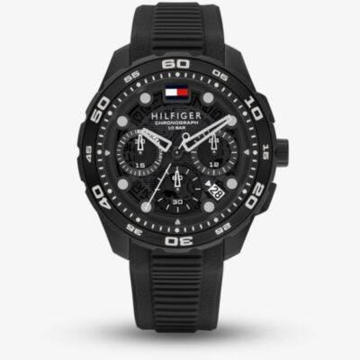 Tommy Hilfiger Mens TH-Regatta Black Rubber Strap Watch 1792233