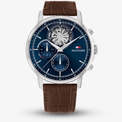 Tommy Hilfiger Mens Brown Leather Strap Watch 1710629