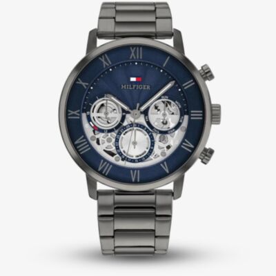 Tommy Hilfiger Mens Legend Half Skeleton Dial Bracelet Watch 1710707