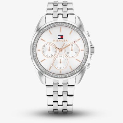 Tommy Hilfiger Ladies Mellie Silver Dial Stone Set Watch 1782802