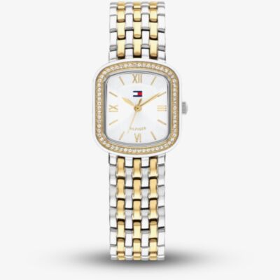 Tommy Hilfiger Ladies Abby Two Tone Square Silver Dial Bracelet Watch 1782922