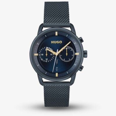 HUGO Mens #Advise Dark Blue Mesh Watch 1530237