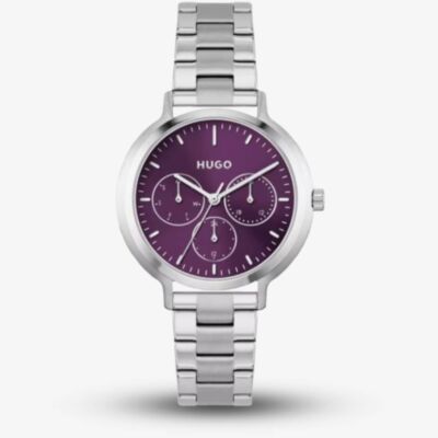 HUGO Ladies #Edgy Purple Dial Stainless Steel Watch 1540110