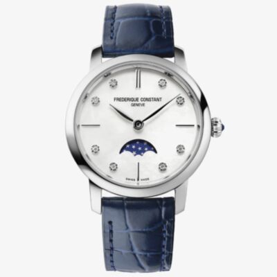 Frederique Constant Ladies moonphase Blue Strap Watch FC-206MPWD1S6