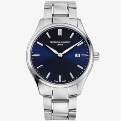 Frederique Constant Mens Classic Blue Dial & Silver Strap Watch FC-220NS5B6B