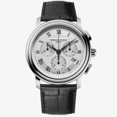 Frederique Constant Mens Classic White Dial Chronograph Watch FC-292MC4P6