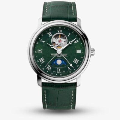 Frederique Constant Mens Classic Heart Beat Moonphase Green Dial Watch FC-335MCGRW4P26
