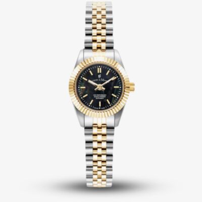 Jacques du Manoir Ladies Mini Inspiration Two Tone Black Dial Watch JWL05105