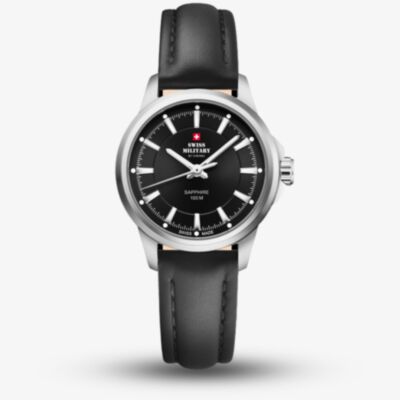  Swiss Military Ladies Classic Black Leather Strap Watch SM34105.08
