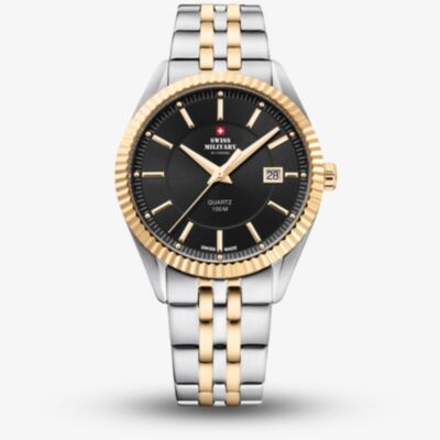  Swiss Military Mens Elegant Two-Tone Black Dial Watch SM34065.04