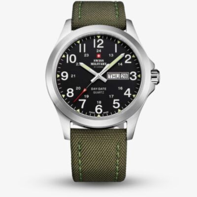 Swiss Military Mens Classic Green Fabric Strap Watch SMP36040.05