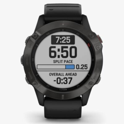 Garmin Unisex Fenix 6 Sapphire Edition Stainless Steel Black Rubber Strap Watch 010-02158-11 