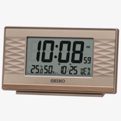 Seiko Clocks Bronze Digital Dual Rectangular Alarm Clock QHL094P