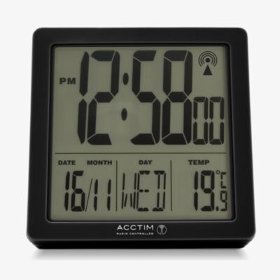 Acctim Varsity Radio Controlled Black Alarm Clock 71963