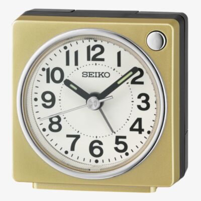 Seiko Square Gold White Dial Alarm Clock QHE196G