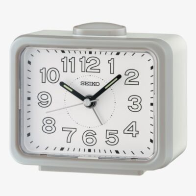 Seiko Retro White Dial Grey Alarm Clock QHK061N