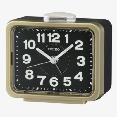 Seiko Retro Gold Black Bell Alarm Clock QHK062G
