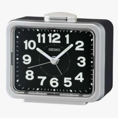 Seiko Retro Black Silver Bell Alarm Clock QHK062S